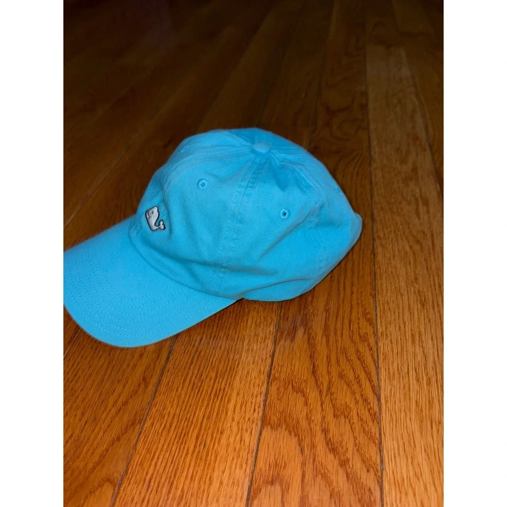 Vineyard Vines Blue Whale Logo Adjustable Baseball Cap Hat Turquoise Cotton